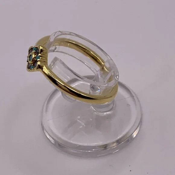 PAJ 925 silver 18k gold plated tanzanite and turquoise ring - Picture 4 of 6